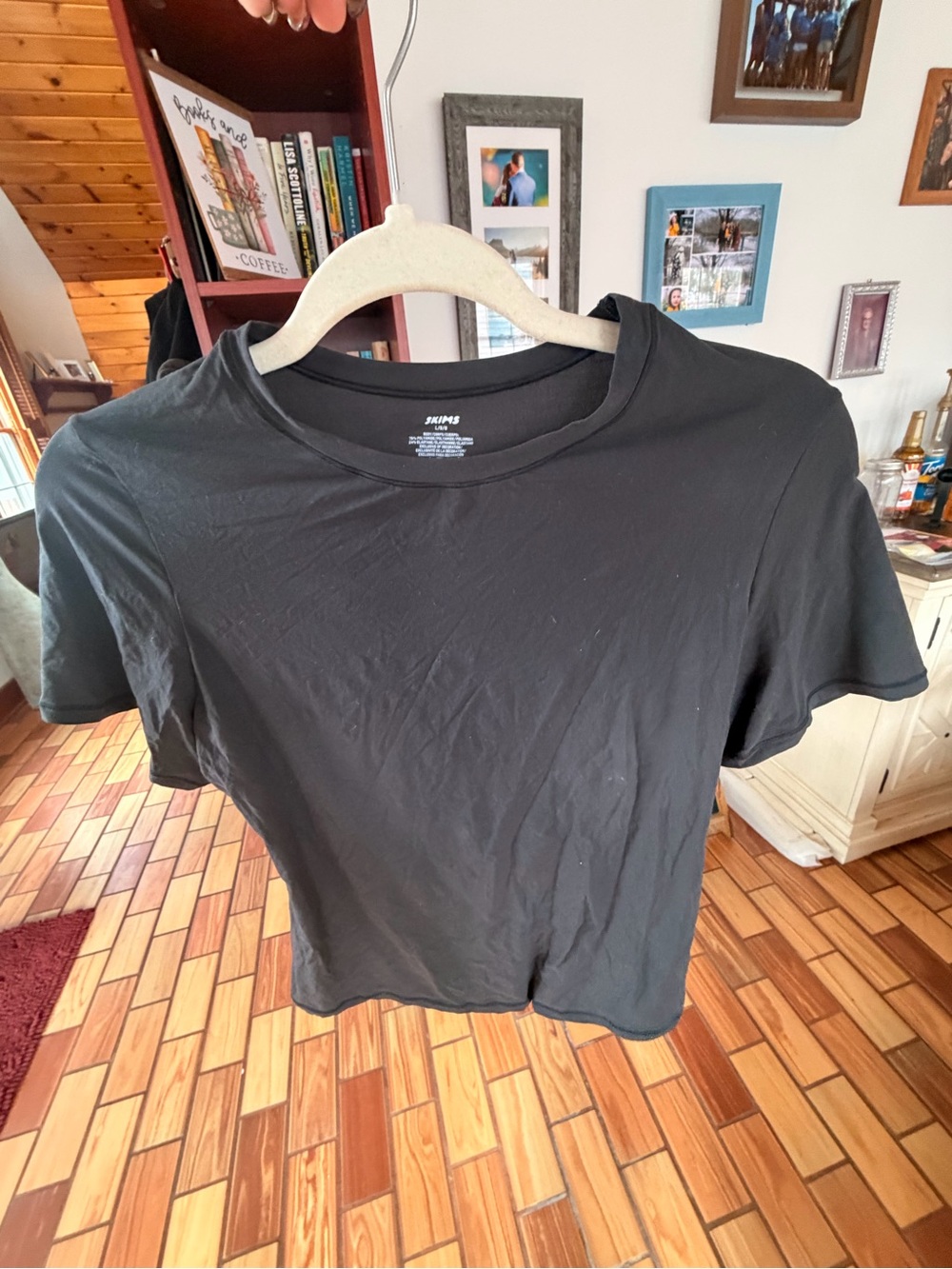 SKIMS Black Short Sleeve Crewneck Tee